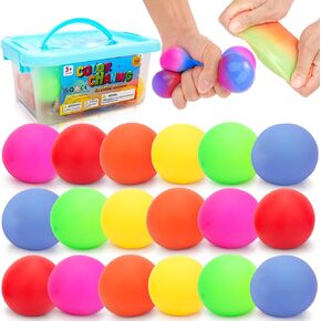 KLT Stress Balls Bulk for Kids and Adults: 32 Pack Mini Squishy Ball for Anxiety Relief - Color Changing Sensory Fidget Toy for Autism Kids Calming, Gifts Christmas Stocking Stuffers for Kids (1.8")