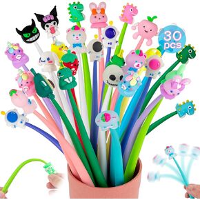 30 Squishy Pens for Kids,Cute Fun Pens for Kids, Stress Relief Bobblehead Pen, Party Favors for Kids,Birthday Gifts for Boys & Girls,kids Classroom Prizes