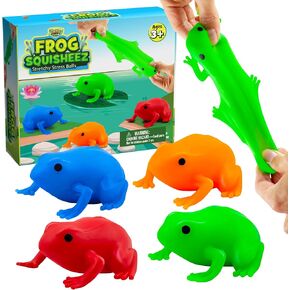 YoYa Toys Frog Squisheez Squishy Stress Relief Balls (Set of 4) | Stretchy Fidget Animal Shaped Toys for Boys, Girls & Adults | Colorful Squeezing Stretch Toy | Great for ADHD, Autism, Anxiety