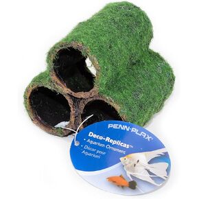 PENN-PLAX Deco-Replicas Hide-Away Pipes with Club Moss Aquarium Decoration – Realistic Appearance with Various Textures – Safe for Freshwater and Saltwater Fish Tanks