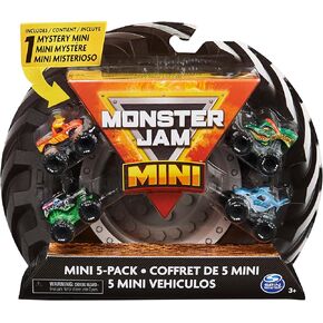 Monster Jam, Official Mini Collectible Monster Trucks 5-Pack with 1 Mystery Truck, 1:87 Scale