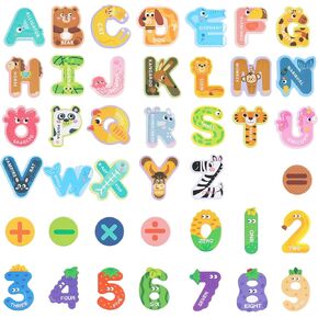 LOVESTOWN 41PCS Magnetic Letters Numbers, Large Animal Alphabet Magnets for Fridge Educational Spelling Learning Games Kids Toddlers