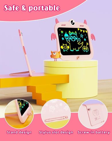 TEKFUN Toddler Toys Drawing Pad for Kids, 8.5inch Kids Travel Essentials Doodle Board, Colorful Writing Tablet for Kids, Mess Free Coloring for Toddlers Ages 3 4 5 6 7 8 Boys - Blue in Kuwait