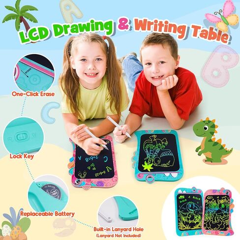 2 Pcs LCD Writing Tablet for Kids: 8.5 Inch Dinosaur & Unicorn Colorful Drawing Board Doodle Pad Toys for Ages 3 4 5 6 7 8 Year Old Boys Girls Toddlers Christmas Birthday Gift Learning Educational Toy in Saudi Arabia