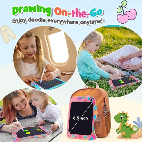 2 Pcs LCD Writing Tablet for Kids: 8.5 Inch Dinosaur & Unicorn Colorful Drawing Board Doodle Pad Toys for Ages 3 4 5 6 7 8 Year Old Boys Girls Toddlers Christmas Birthday Gift Learning Educational Toy in Saudi Arabia