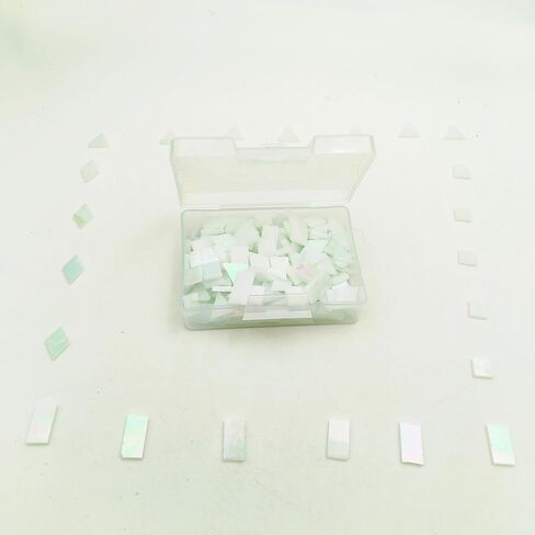 4 Shapes Mixed Glass Mosaic Tiles,Square+Diamond+Triangle+Rectangle 270 PCS Stained Glass Mosaic Pieces for Handmade Art Crafts and Home Decoration (Iridescent White) in Saudi Arabia