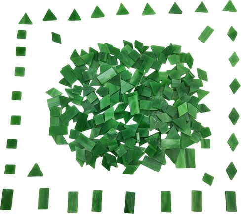 4 Shapes Mixed Glass Mosaic Tiles,Square+Diamond+Triangle+Rectangle 270 PCS Stained Glass Mosaic Pieces for Handmade Art Crafts and Home Decoration (Iridescent White) in Saudi Arabia