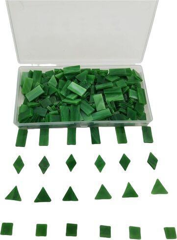 4 Shapes Mixed Glass Mosaic Tiles,Square+Diamond+Triangle+Rectangle 270 PCS Stained Glass Mosaic Pieces for Handmade Art Crafts and Home Decoration (Iridescent White) in Saudi Arabia