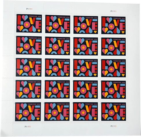 قم بزيارة Postal LOVE 2021 Forever First Class - Sellos postales para invitación، boda، celebración، fiesta، amor، San Valentín، graduación، anuncio (1 hoja de 20) in Saudi Arabia