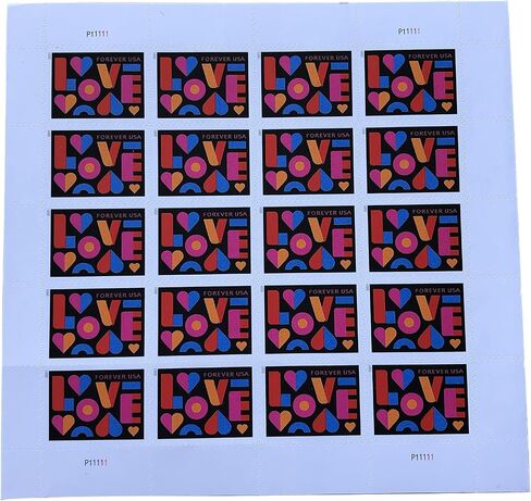 قم بزيارة Postal LOVE 2021 Forever First Class - Sellos postales para invitación، boda، celebración، fiesta، amor، San Valentín، graduación، anuncio (1 hoja de 20) in Saudi Arabia