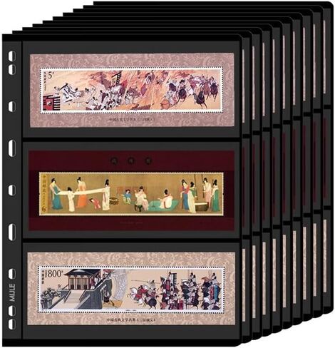 10 Sheets Stamp Pages for Stamp Album Binder Pockets Stamp Collectors Postage Stamp Collecting Supplies Book of Stamps 9 Hole Standard Stamp Collecting Albums (1-Row Stamp Album) in Kuwait