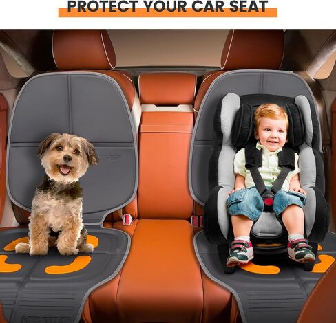 HEYTRIP Car Seat Protector, 2 Packs, Rear-Facing/Forward Facing Car Seat Mat for 0~12 Years Old Children, Waterproof, Easy Cleanup, Non-Slip, Fit Most Car Seats(Black Blue) in Saudi Arabia