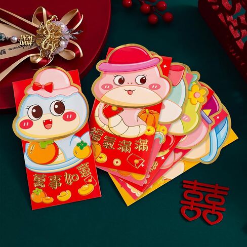 Chinese New Year 2025 Cute Snake Red Envelopes, Money Envelopes for Cash,Lunar Festival hongbao 30Pcs in Kuwait
