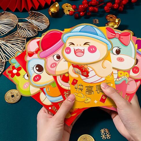 Chinese New Year 2025 Cute Snake Red Envelopes, Money Envelopes for Cash,Lunar Festival hongbao 30Pcs in Kuwait