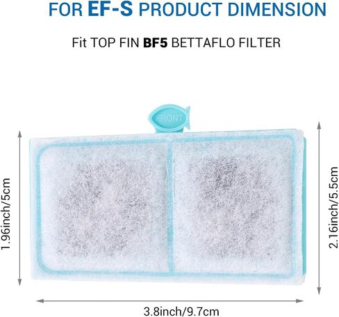 TOP FIN EF-S Small Element Filter Cartridges for Top Fin BF5 Bettaflo Cartridge Filters and Desktop Aquariums Fish Tank Replacement Cartridges for Water Filtration 2.1 in X 3.7 in (12 Count) in Saudi Arabia
