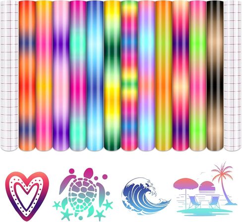 Tintnut Purple Blue Permanent Vinyl - 8 Sheets 12"x10"Gradient Adhesive Self Sticker, Ombre Glossy Self Sticker Water proofing Vinyl Compatible with Cricut Or Silhouette in Kuwait