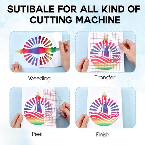 Tintnut Purple Blue Permanent Vinyl - 8 Sheets 12"x10"Gradient Adhesive Self Sticker, Ombre Glossy Self Sticker Water proofing Vinyl Compatible with Cricut Or Silhouette in Kuwait