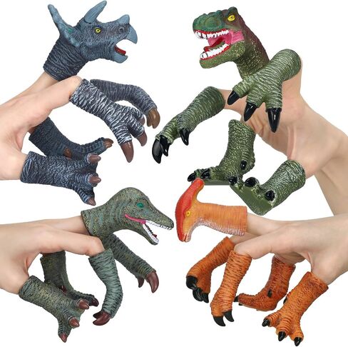 Dinosaur Toys Dinosaur Figures, Dinosaur Finger Puppets, Rubber Dinosaur Head Puppets Toys Set, Bath Finger Puppets Bath Toys for Kids Girls Boys, 10pcs in Saudi Arabia