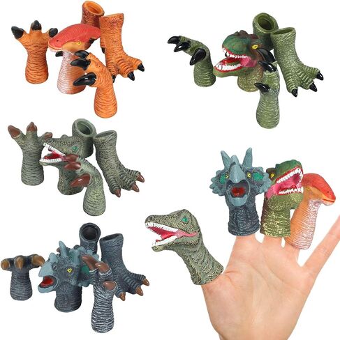 Dinosaur Toys Dinosaur Figures, Dinosaur Finger Puppets, Rubber Dinosaur Head Puppets Toys Set, Bath Finger Puppets Bath Toys for Kids Girls Boys, 10pcs in Saudi Arabia