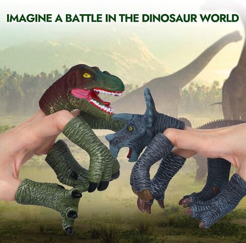 Dinosaur Toys Dinosaur Figures, Dinosaur Finger Puppets, Rubber Dinosaur Head Puppets Toys Set, Bath Finger Puppets Bath Toys for Kids Girls Boys, 10pcs in Saudi Arabia