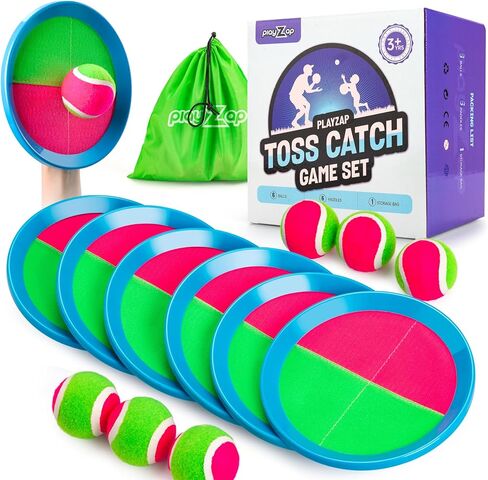 Toss and Catch Ball Set - Indoor Outdoor Toys for Kids Games - Outside Yard Pool Beach Toys for 3 4 5 6 7 8+ Years Old Boys Girls - Birthday Gift Easter Basket Stuffers - 4 Pack Green in Kuwait