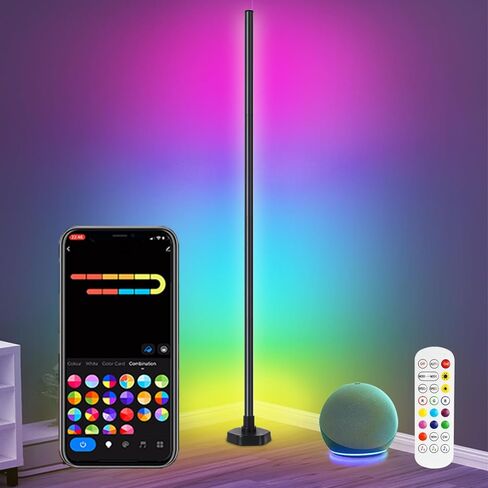 RGB Corner Floor Lamp - Smart LED Corner Lamp with App, Remote Control & Compatible with Alexa,16 Million DIY Colors, Music Sync, Timer Setting for Living Rooms, Bedrooms and Gaming Rooms in Saudi Arabia