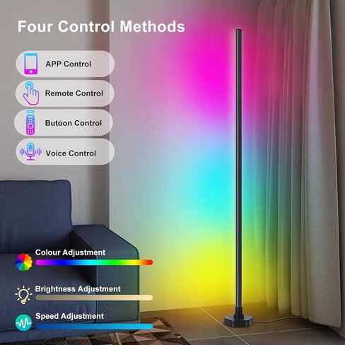 RGB Corner Floor Lamp - Smart LED Corner Lamp with App, Remote Control & Compatible with Alexa,16 Million DIY Colors, Music Sync, Timer Setting for Living Rooms, Bedrooms and Gaming Rooms in Saudi Arabia