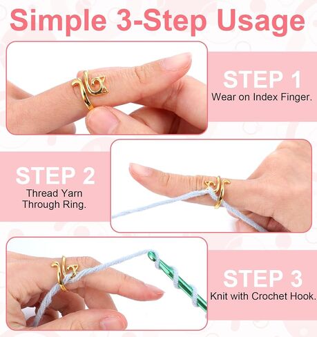 حلقة دليل الغزل للكروشيه، 5 قطع حلقة كروشيه معدنية، حلقة حياكة قابلة للتعديل للإصبع، حامل غزل إصبع كروشيه للنساء حياكة أسرع، حلقة دليل غزل للكروشيه، متعددة الألوان in Saudi Arabia