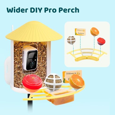 NETVUE by Birdfy Pro Perch - Wider Extension Perch to DIY Add-ons Including Suet Ball, Mini Hummingbird Feeder, Fruit Holder, Jelly Feeder and Welcome Card, Ideal for Bird Lover (Blue) in Kuwait
