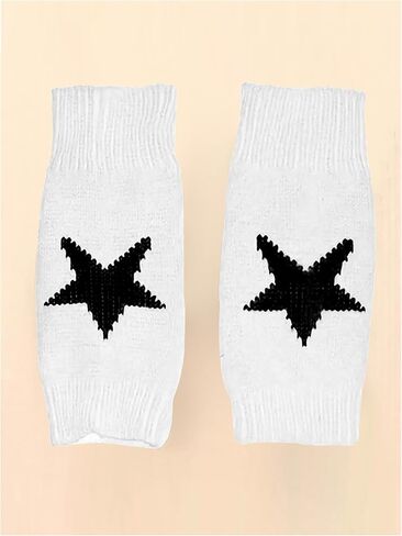 Verdusa Gril's Y2K Printed Knitted Fingerless Glove Short Gloves with Thumb Hole in Kuwait
