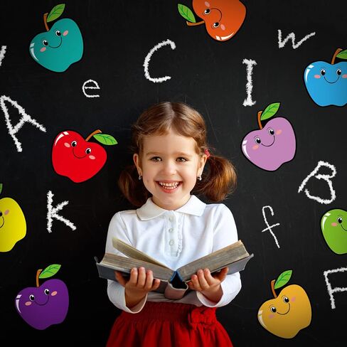 200 Pcs Multicolor Apple Cut Outs Apple Bulletin Boards Classroom Decoration Colorful Apple Cutouts Name Tags Apple Decor for Classroom Apple Labels for Teacher Student Back to School Party Supplies in Saudi Arabia