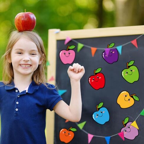 200 Pcs Multicolor Apple Cut Outs Apple Bulletin Boards Classroom Decoration Colorful Apple Cutouts Name Tags Apple Decor for Classroom Apple Labels for Teacher Student Back to School Party Supplies in Saudi Arabia