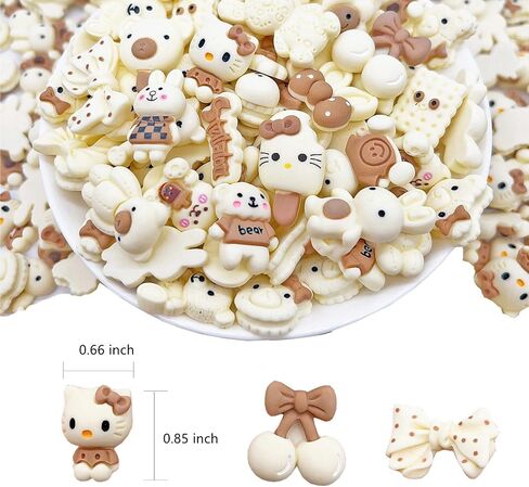 JINDUODUO 50 Pcs Flat Back Resin Slime Charms Bulk for Crafts, Flatback Mixed Charms for Slime, Cute Slime Charm Bulk DIY Craft Making Kit (Brown) in Saudi Arabia