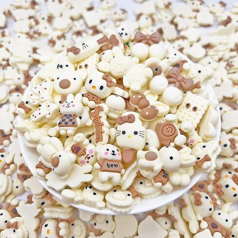JINDUODUO 50 Pcs Flat Back Resin Slime Charms Bulk for Crafts, Flatback Mixed Charms for Slime, Cute Slime Charm Bulk DIY Craft Making Kit (Brown) in Saudi Arabia