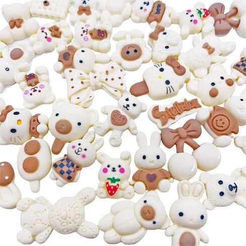 JINDUODUO 50 Pcs Flat Back Resin Slime Charms Bulk for Crafts, Flatback Mixed Charms for Slime, Cute Slime Charm Bulk DIY Craft Making Kit (Brown) in Saudi Arabia