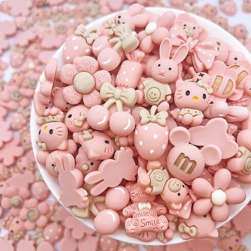 JINDUODUO 50 Pcs Flat Back Resin Slime Charms Bulk for Crafts, Flatback Mixed Charms for Slime, Cute Slime Charm Bulk DIY Craft Making Kit (Brown) in Saudi Arabia