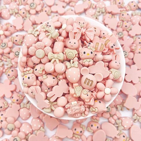 JINDUODUO 50 Pcs Flat Back Resin Slime Charms Bulk for Crafts, Flatback Mixed Charms for Slime, Cute Slime Charm Bulk DIY Craft Making Kit (Brown) in Saudi Arabia