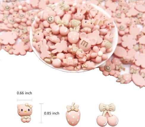 JINDUODUO 50 Pcs Flat Back Resin Slime Charms Bulk for Crafts, Flatback Mixed Charms for Slime, Cute Slime Charm Bulk DIY Craft Making Kit (Brown) in Saudi Arabia