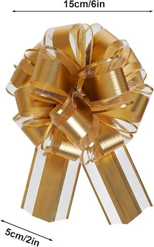 8 Pcs Gold Pull Bows for Gift Wrapping, Large Christmas Bows for Presents, Gift Bows Pull String Bows for Wedding Holiday Valentine's Day Gift Box Baskets Decoration (Gold) in Saudi Arabia