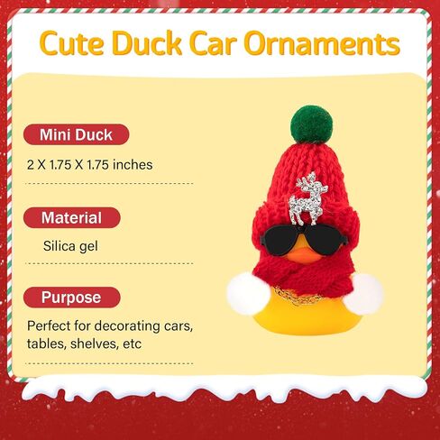 wonuu Christmas Rubber Duck Car Ornaments Car Decorations Christmas Accessories Elk Hat Scarf and Necklace, Red-Red Scarf in Saudi Arabia