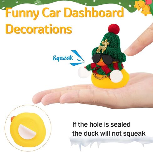 wonuu Christmas Rubber Duck Car Ornaments Car Decorations Christmas Accessories Elk Hat Scarf and Necklace, Red-Red Scarf in Saudi Arabia