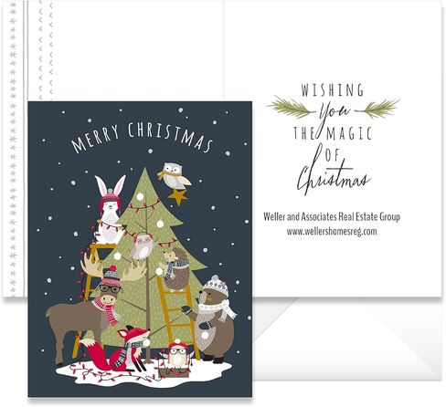 Woodland Animals Holiday Cards / 36 Cards With White Envelopes Pack / 6 Winter Forest Animal Designs/Cheerful Seasonal Verses Inside / 4 5/8" x 6 1/4" Christmas Greeting Card Set in Saudi Arabia