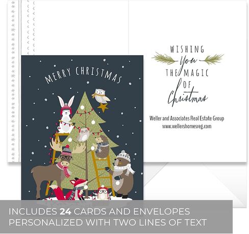 Woodland Animals Holiday Cards / 36 Cards With White Envelopes Pack / 6 Winter Forest Animal Designs/Cheerful Seasonal Verses Inside / 4 5/8" x 6 1/4" Christmas Greeting Card Set in Saudi Arabia