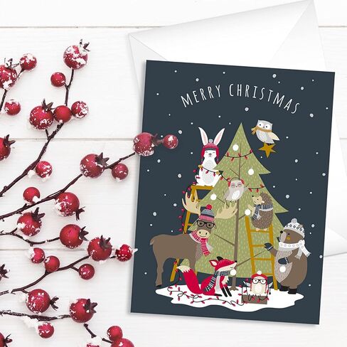 Woodland Animals Holiday Cards / 36 Cards With White Envelopes Pack / 6 Winter Forest Animal Designs/Cheerful Seasonal Verses Inside / 4 5/8" x 6 1/4" Christmas Greeting Card Set in Saudi Arabia