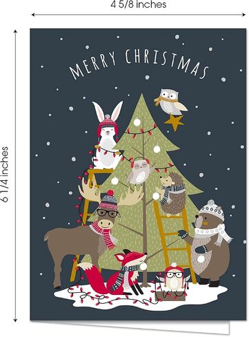 Woodland Animals Holiday Cards / 36 Cards With White Envelopes Pack / 6 Winter Forest Animal Designs/Cheerful Seasonal Verses Inside / 4 5/8" x 6 1/4" Christmas Greeting Card Set in Saudi Arabia