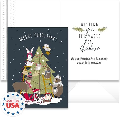 Woodland Animals Holiday Cards / 36 Cards With White Envelopes Pack / 6 Winter Forest Animal Designs/Cheerful Seasonal Verses Inside / 4 5/8" x 6 1/4" Christmas Greeting Card Set in Saudi Arabia