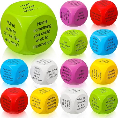 Hanaive 12 Pcs Learning Conversation Cubes Social Emotional Learning Activities Family Dice Game Speech Therapy for Kids Teacher Family Classroom (Wood) in Saudi Arabia
