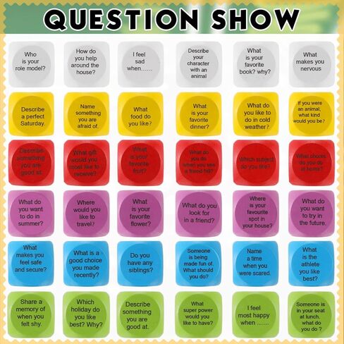 Hanaive 12 Pcs Learning Conversation Cubes Social Emotional Learning Activities Family Dice Game Speech Therapy for Kids Teacher Family Classroom (Wood) in Saudi Arabia