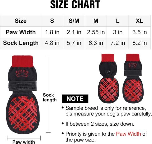 BEAUTYZOO Non Slip Dog Socks to Prevent Licking Paws, Dog Shoes Booties for Hardwood Floors Anti Slip-Thick Grip Works Even When Twisted-Paw Protector for Cold Pavement Small Medium Large Senior Dogs in Kuwait