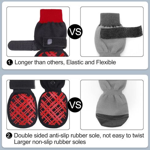 BEAUTYZOO Non Slip Dog Socks to Prevent Licking Paws, Dog Shoes Booties for Hardwood Floors Anti Slip-Thick Grip Works Even When Twisted-Paw Protector for Cold Pavement Small Medium Large Senior Dogs in Kuwait